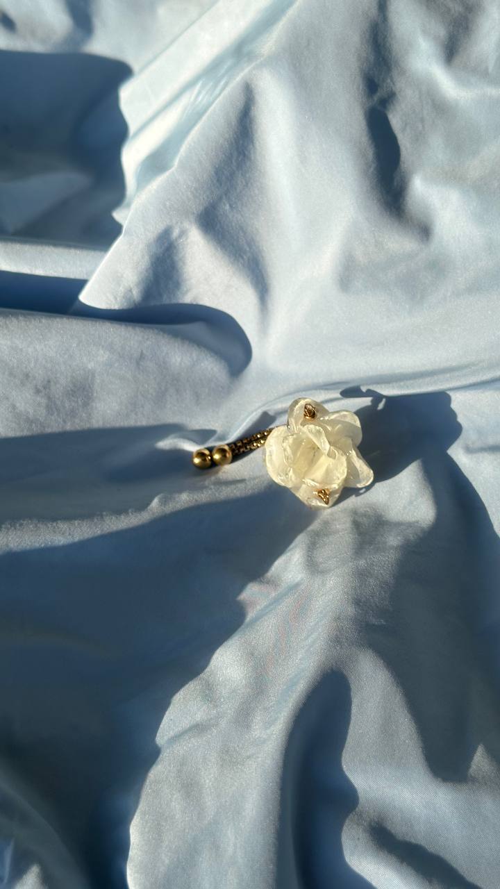 WHITE HYDRANGEA RING GOLD