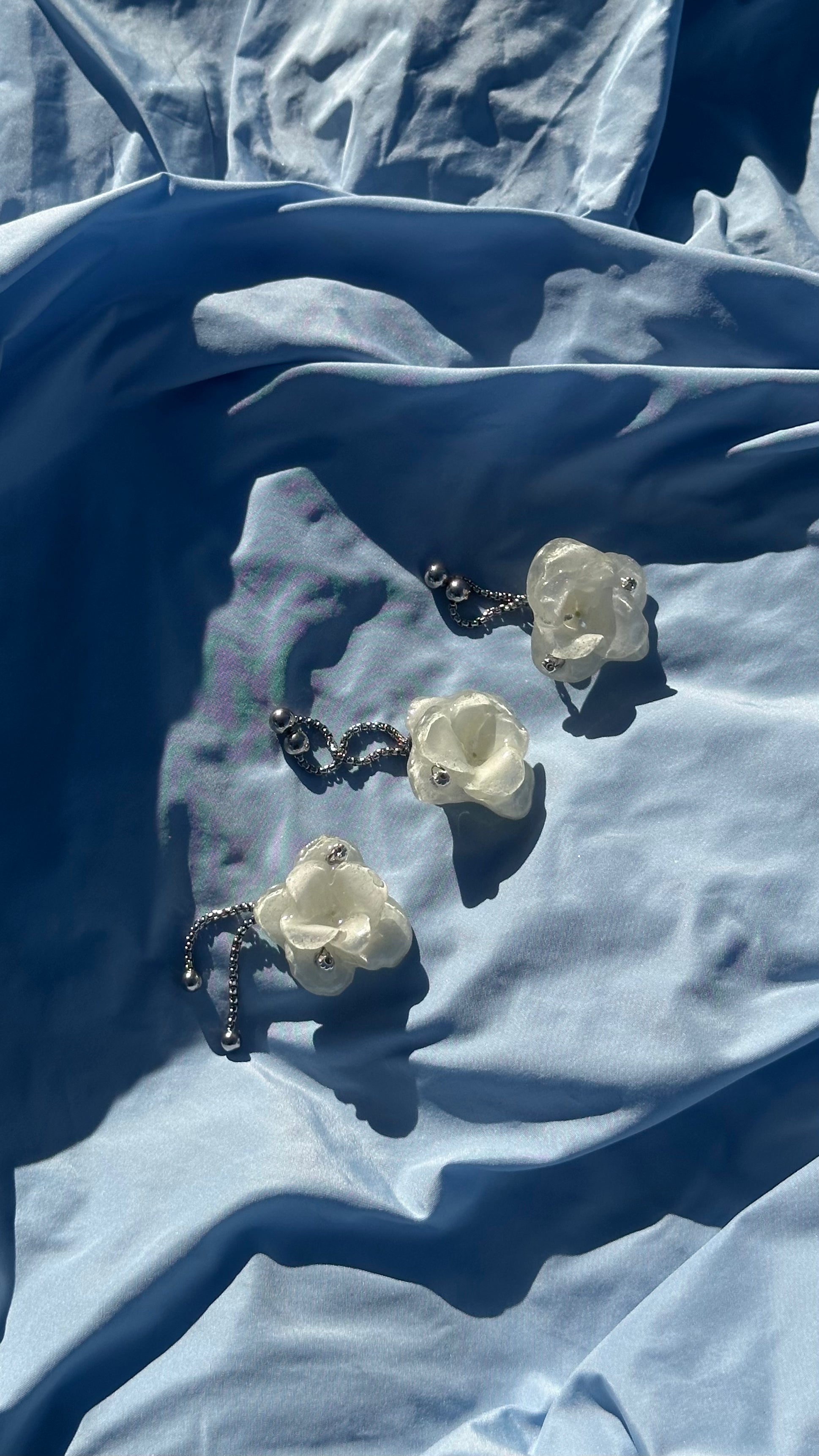 WHITE HYDRANGEA RING SILVER