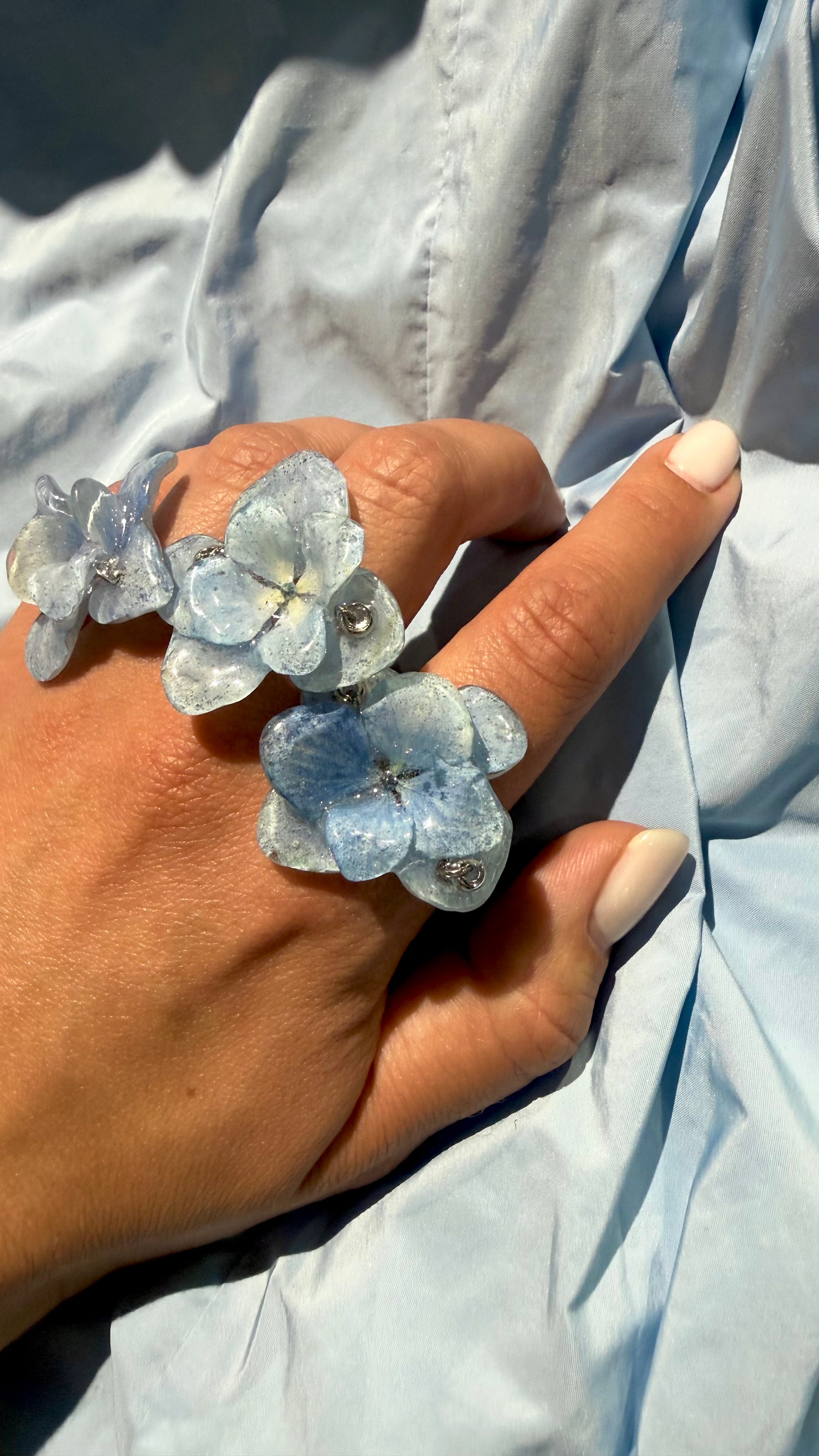 LIGHT BLUE HYDRANGEA RING
