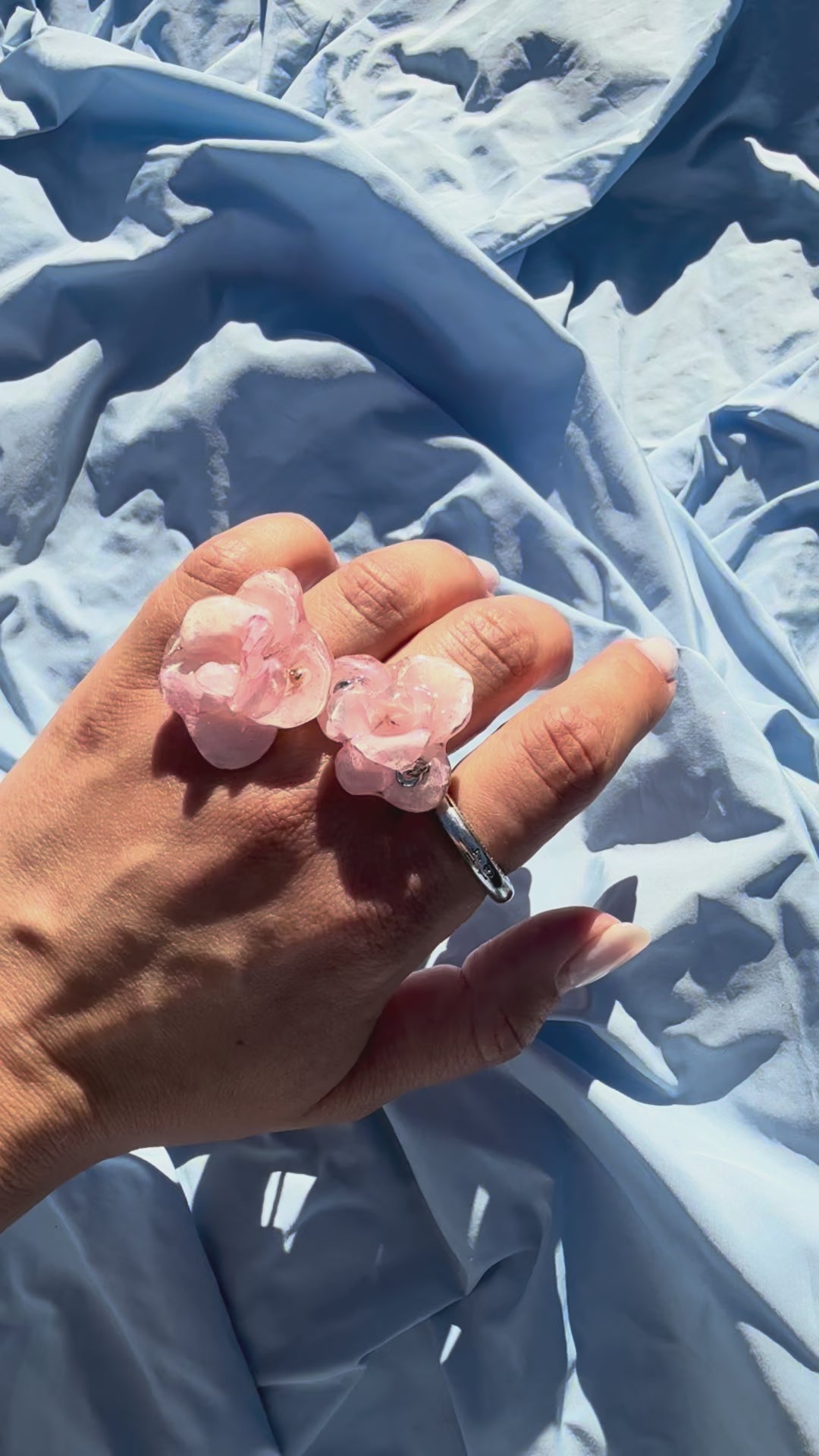 PINK HYDRANGEA RING SILVER